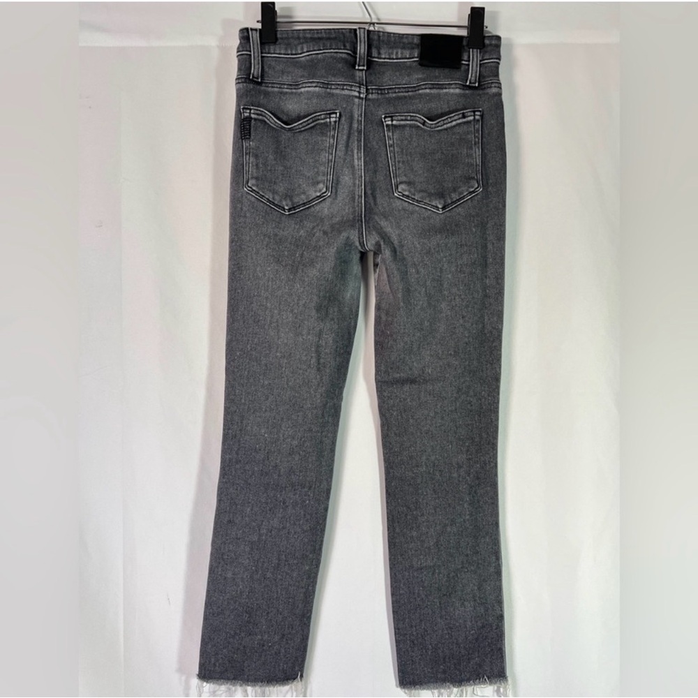PAIGE Cindy High Rise Straight Leg Raw Hem Jeans Ash Black Gray 28 - Picture 7 of 12